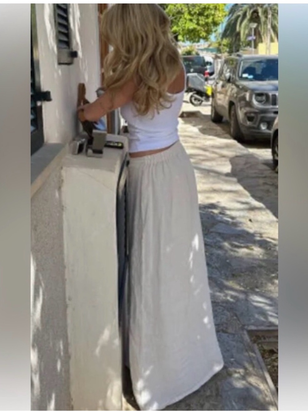 Djerf Avenue Cream Linen Maxi Skirt